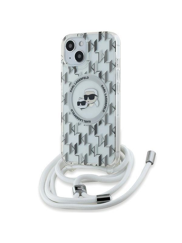 Karl Lagerfeld IML Crossbody Monogram Karl & Choupette Head MagSafe Case for iPhone 15 / 14 / 13 - Transparent