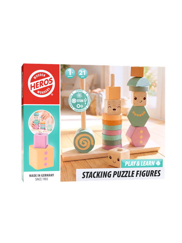 Heros FSC® Play & Learn - Holz-Stapelfiguren (weiche neutrale/pastellfarbene Farben)