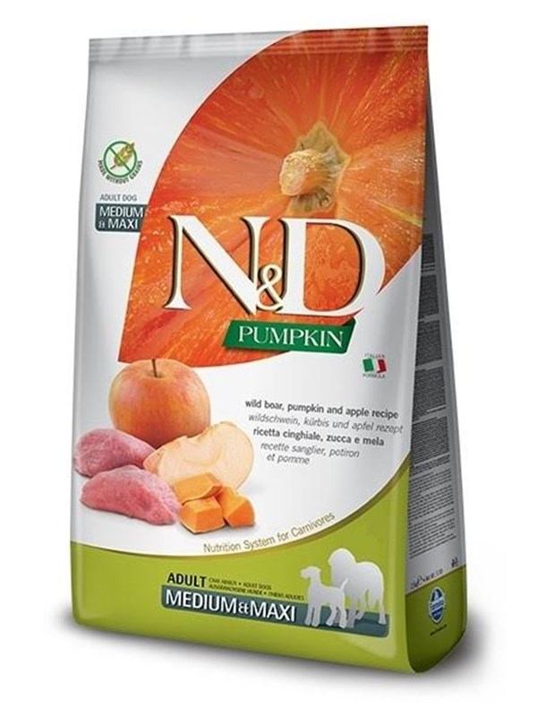 12 kg Farmina N&D Grain Free Kürbis Adult Medium & Maxi mit Wildschwein & Apfel Hundetrockenfutter