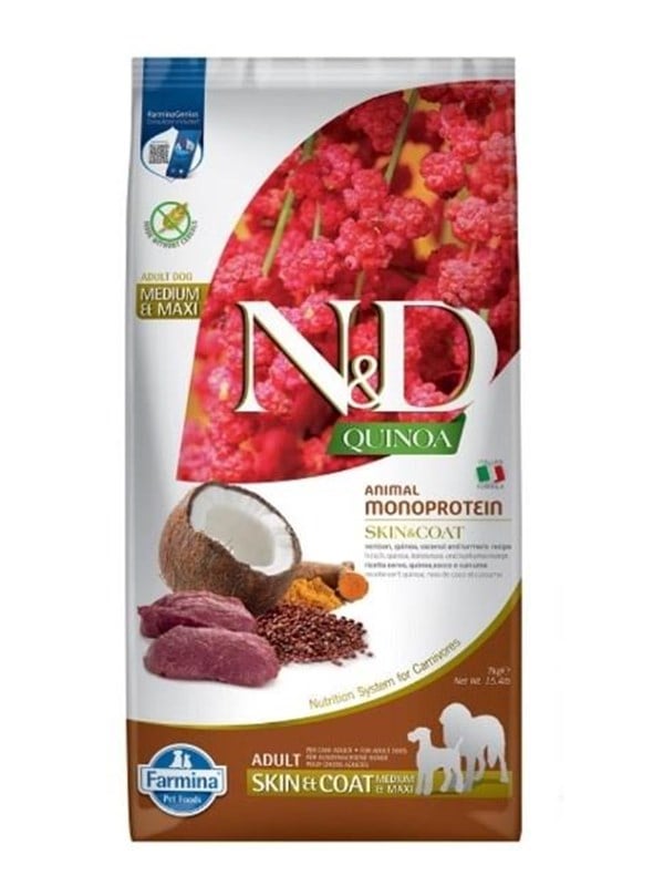 Farmina N&D Quinoa Hund Skin&Coat Wildbret&Kokosnuss Adult Medium&Maxi - Trockenfutter für Hunde - 7kg