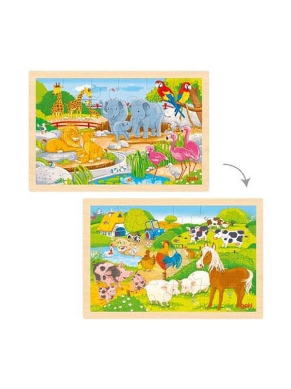 Goki Wooden Jigsaw Puzzle - Farm and Zoo - 24 pcs Holz