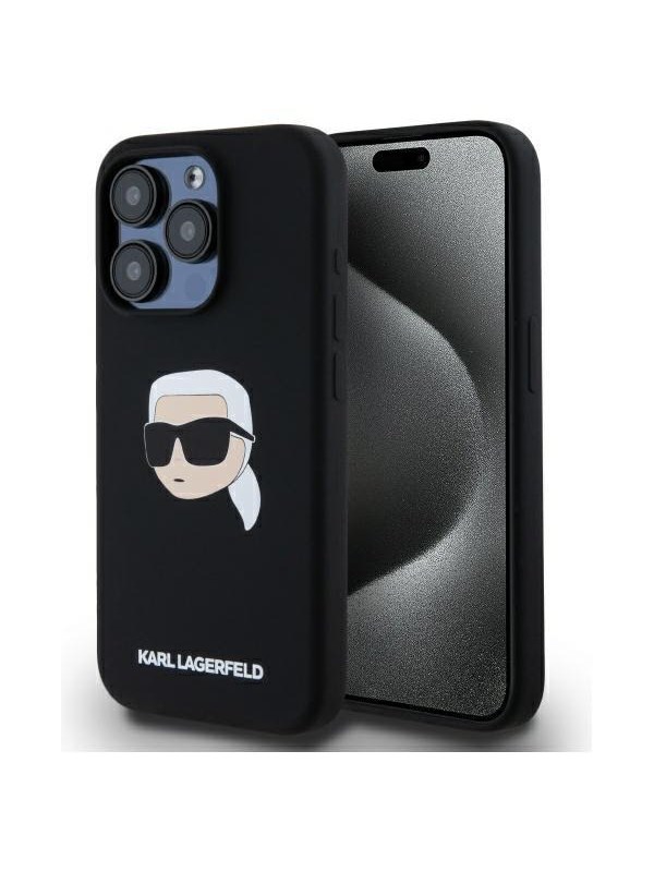 Karl Lagerfeld KLHMP15LSKHPPLK iPhone 15 Pro 6.1" black/black hardcase Silicone Karl Head Print MagSafe