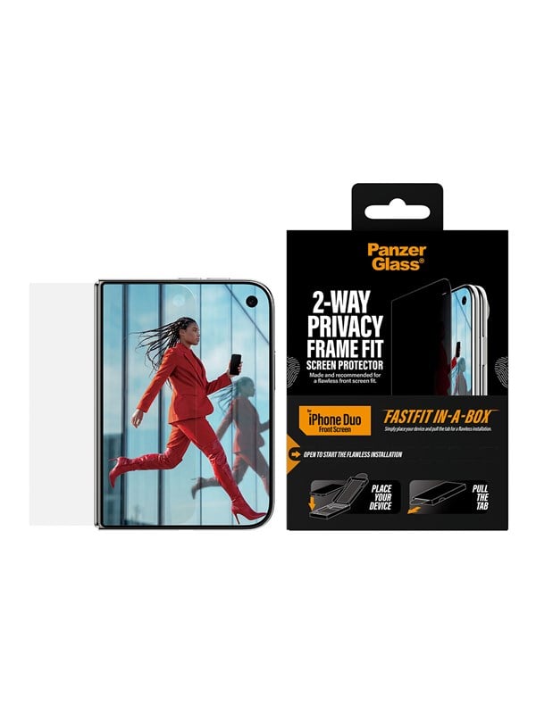 PanzerGlass 2-Way Privacy Screen Protector Apple iPhone Duo | Ultra-Wide Fit w. FASTFIT IN-A-BOX (sub-screen)