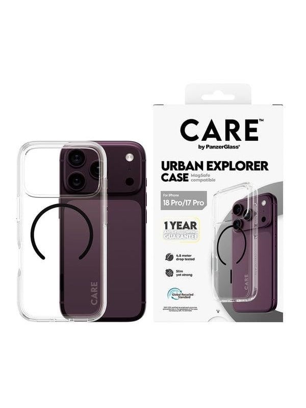 CARE by PanzerGlass Urban Explorer Case Transparent w Black MagSafe Apple iPhone 18 Pro  17 Pro