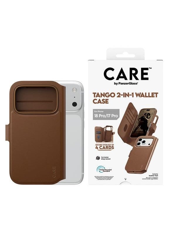 CARE by PanzerGlass Tango 2-in-1 Wallet Case Brown w MagSafe Apple iPhone 18 Pro  17 Pro