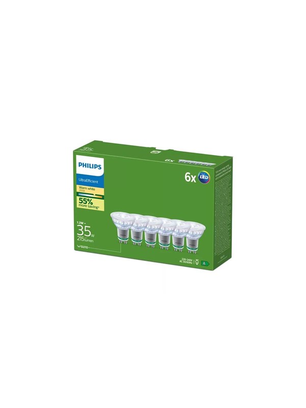 Philips LED-Lampe Ultra Efficient 1,2W/827 (35W) 36° 6-pack GU10