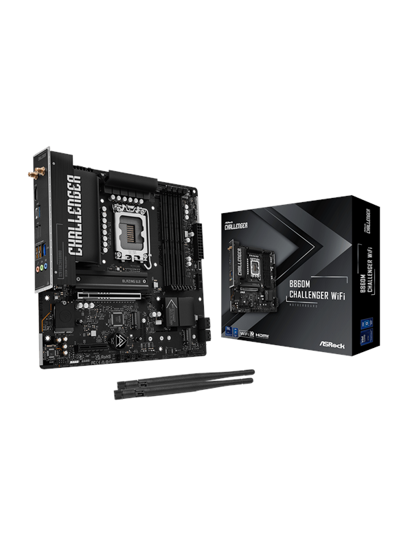 Image of ASRock B860M Challenger WiFi Mainboard - Intel B860 - Intel LGA1851 - DDR5 RAM - Micro-ATX