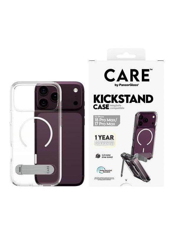 CARE by PanzerGlass Kickstand Case Transparent w White MagSafe Apple iPhone 18 Pro Max  17 Pro Max