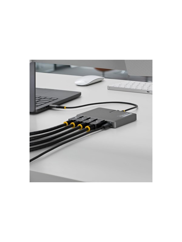 StarTech.com QUAD-USB-DP-ADAPT USB-C to Quad-Monitor Workstation Adapter 4K 60Hz DisplayPort 140W PD Passthrough for Laptop Charging