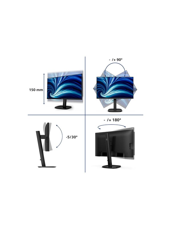 Philips 24B2U3601 24 Zoll - Office Monitor - IPS , QHD, 120 Hz, 4 ms GtG, HDMI 2.1, DP, USB-C, RJ45