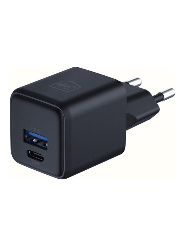 Netzladegerät 3MK Hyper, 20W, 3A, 1 x USB-A - 1 x USB-C, Schwarz