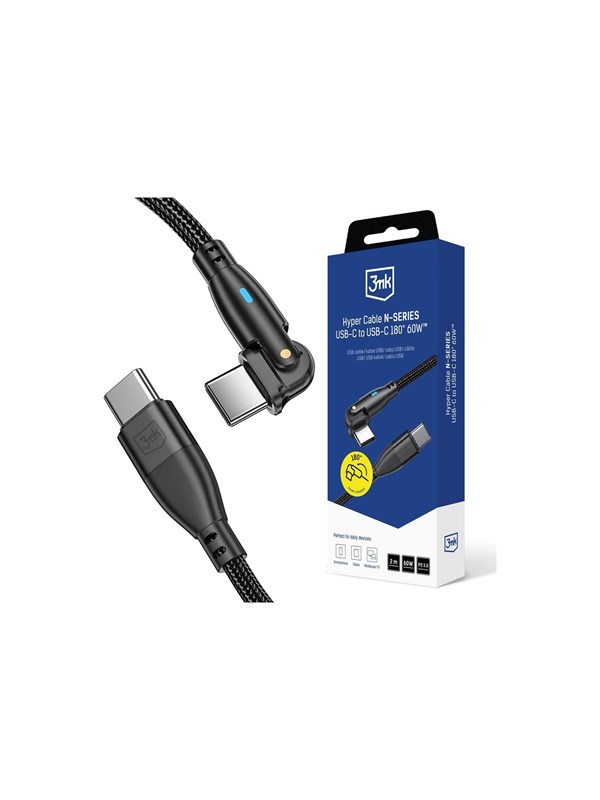 USB-C Daten- und Ladekabel - USB-C 3MK Hyper N Angled, 60W, 2m, Schwarz