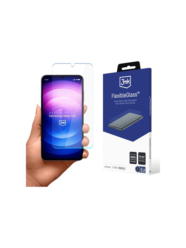 3MK FlexibleGlass Displayschutzfolie für Samsung Galaxy S25 S931, Flexibles Glas, Vollflächig Klebend