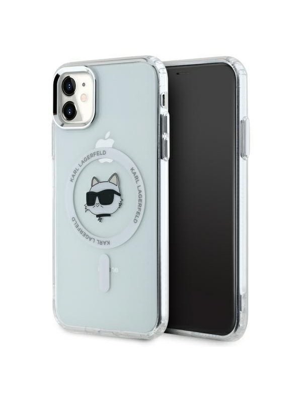 MagSafe Hülle für Apple iPhone 11, Karl Lagerfeld, IML Metal Choupette's Head, Weiß