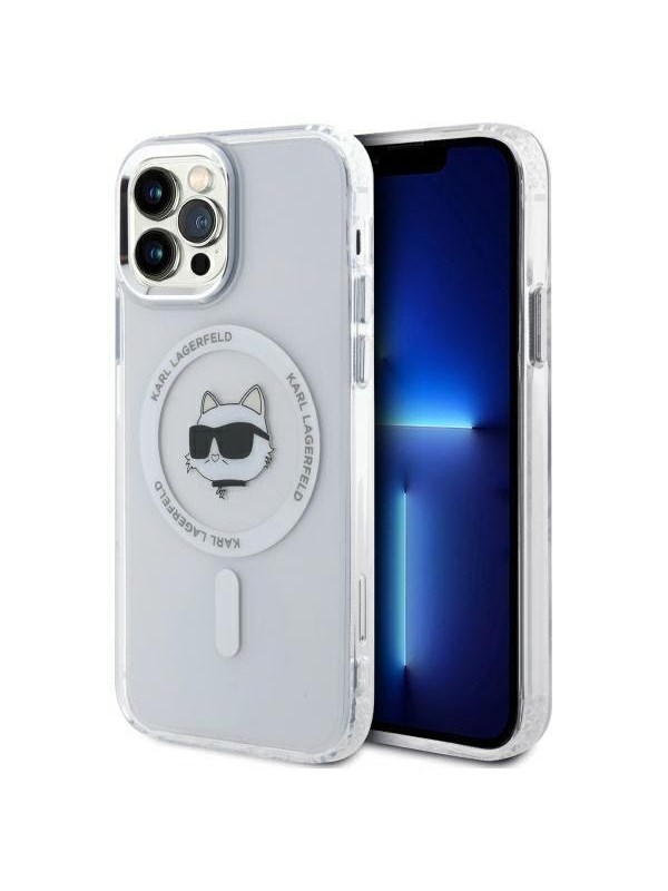 MagSafe Hülle für Apple iPhone 12 / 12 Pro, Karl Lagerfeld, IML Metal Choupette's Head, Weiß