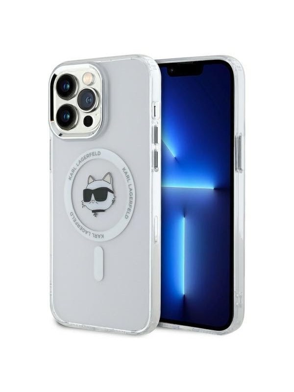 MagSafe Hülle für Apple iPhone 13 Pro Max, Karl Lagerfeld, IML Metal Choupette's Head, Weiß