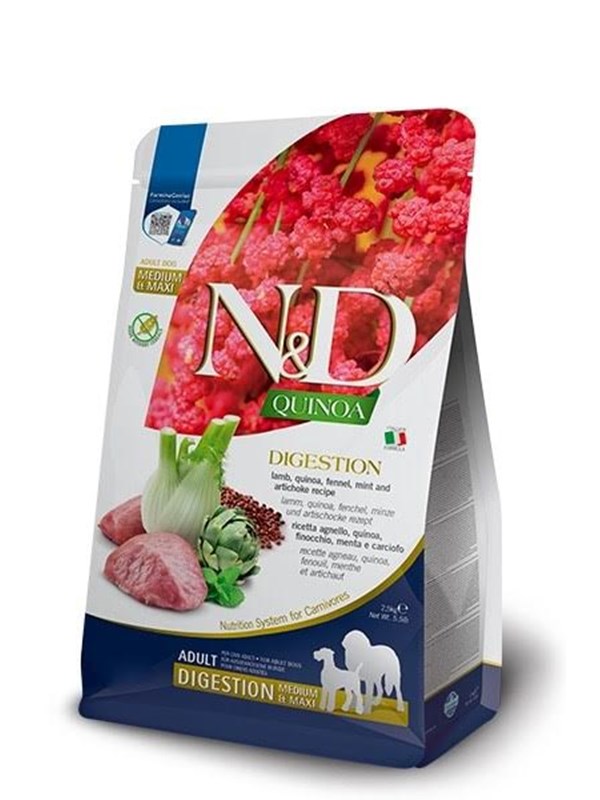 Farmina N&D Quinoa Verdauung Adult Medium Maxi Lamm Trockenfutter für Hunde - 7kg.