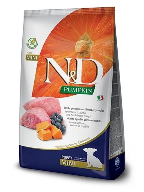 Farmina N&D GF PUMPKIN LAMB&BLUEBERRY PUPPY MINI - TROCKENFUTTER FÜR HUNDE - 7kg