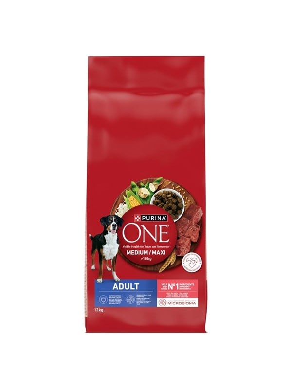 PURINA NESTLE One Adult MediumMaxi Reich an Rindfleisch mit Reis - Trockenfutter fr Hunde - 12kg