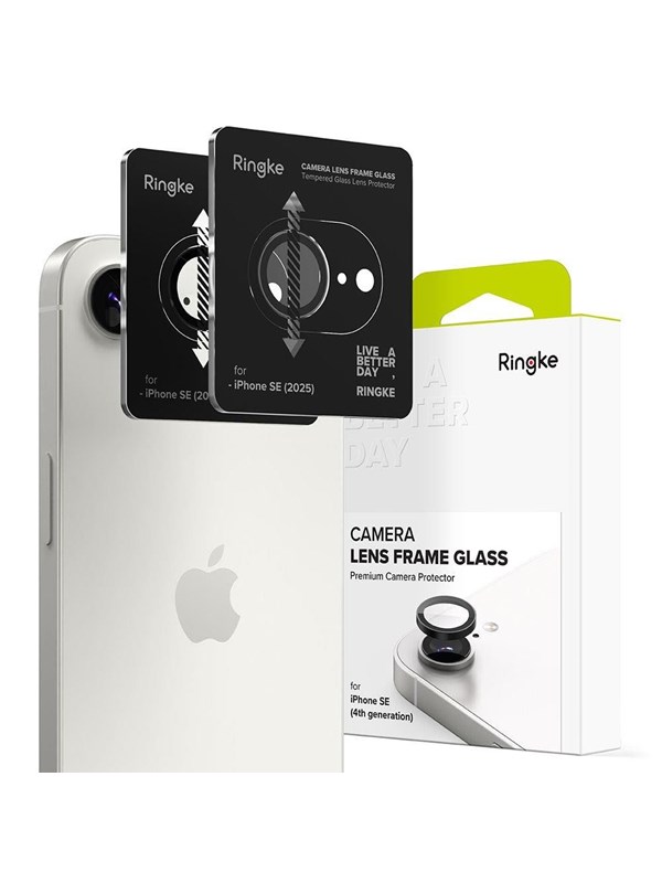 Schutzfolie Ringke für die Rückkamera des Apple iPhone 17e / 16e, gehärtetes Glas, Set mit 2 Stücken, Schwarz
