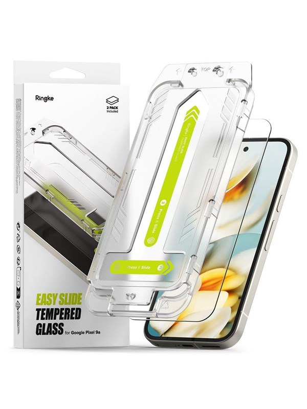 Ringke Easy Slide Displayschutzfolie für Google Pixel 9a, gehärtetes Glas, Full Glue, 2er-Set