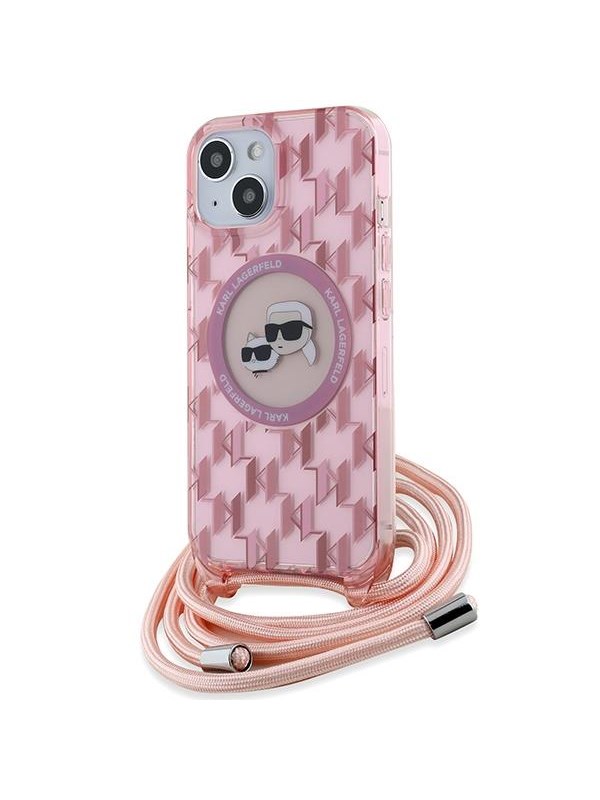 Karl Lagerfeld IML Crossbody Monogram Karl & Choupette Head MagSafe case for iPhone 15 / 14 / 13 - pink