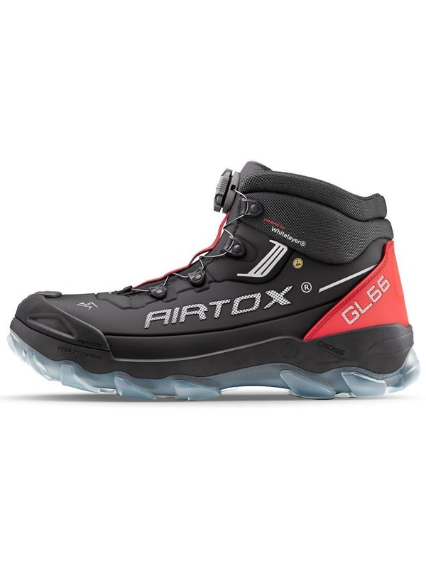 AIRTOX GL66 Sicherheitsstiefel, leicht, Whitelayer Nageldurchtrittschutz, PRO smart lacing, schwarz/rot - Gr. 43