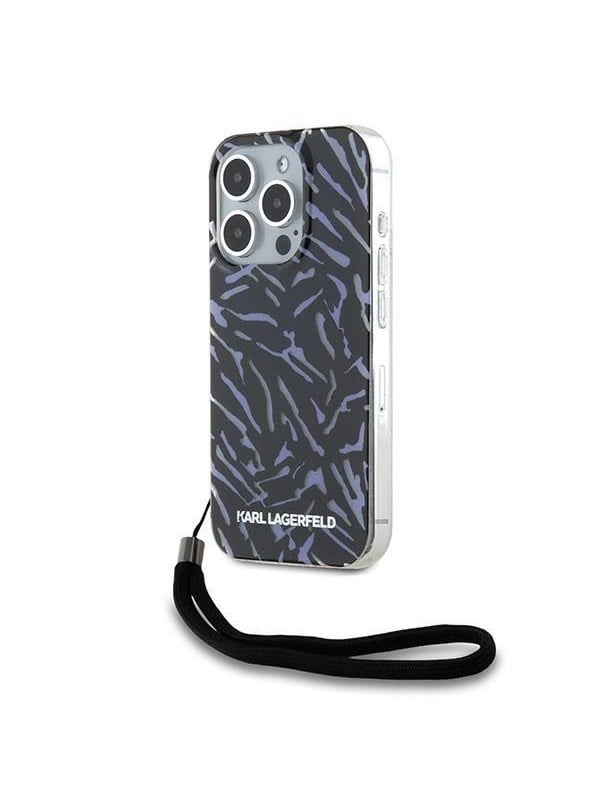 Hülle für Apple iPhone 15 Pro Max, Karl Lagerfeld, Zebra mit Kordelband, Lila