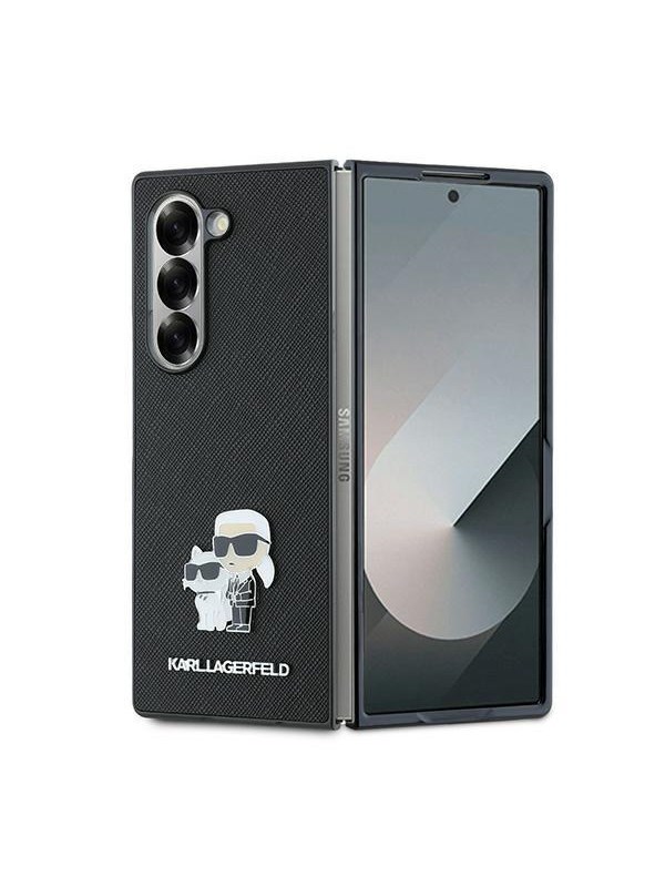 Hülle für Samsung Galaxy Z Fold6 F956, Karl Lagerfeld, Saffiano Karl & Choupette Metal, Schwarz