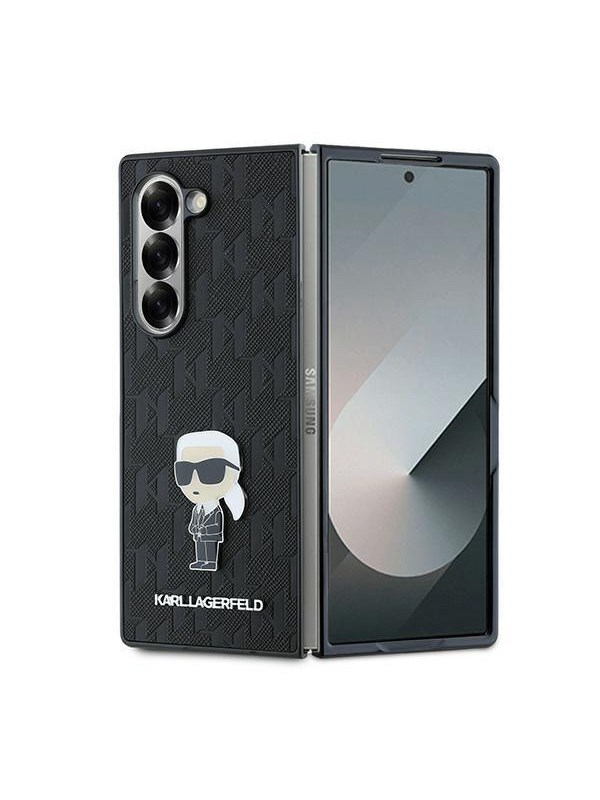 Hülle für Samsung Galaxy Z Fold6 F956, Karl Lagerfeld, Saffiano Monogram Ikonik, Schwarz