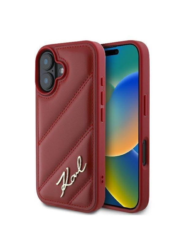 Hülle für Apple iPhone 16, Karl Lagerfeld, Diagonal Quilted Script, Rosie