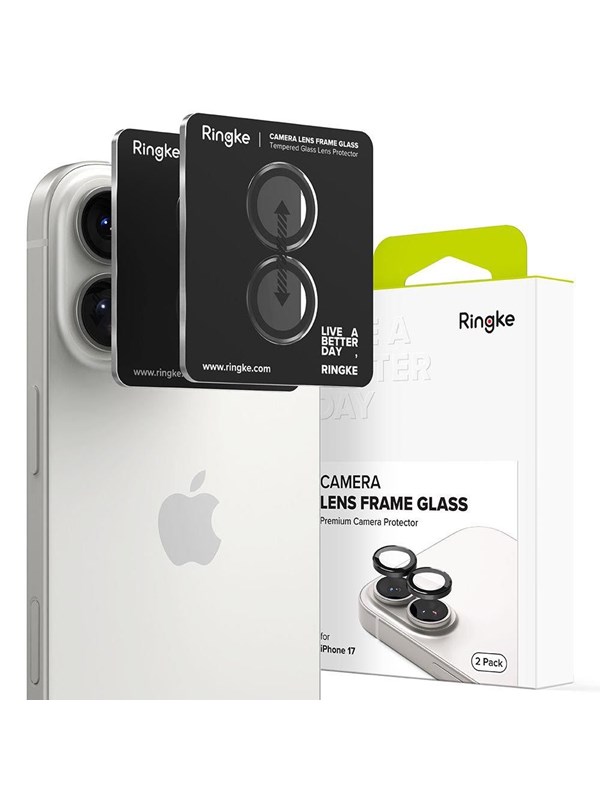 Schutzfolie Ringke für die Rückkamera des Apple iPhone 17, gehärtetes Glas, Schwarz