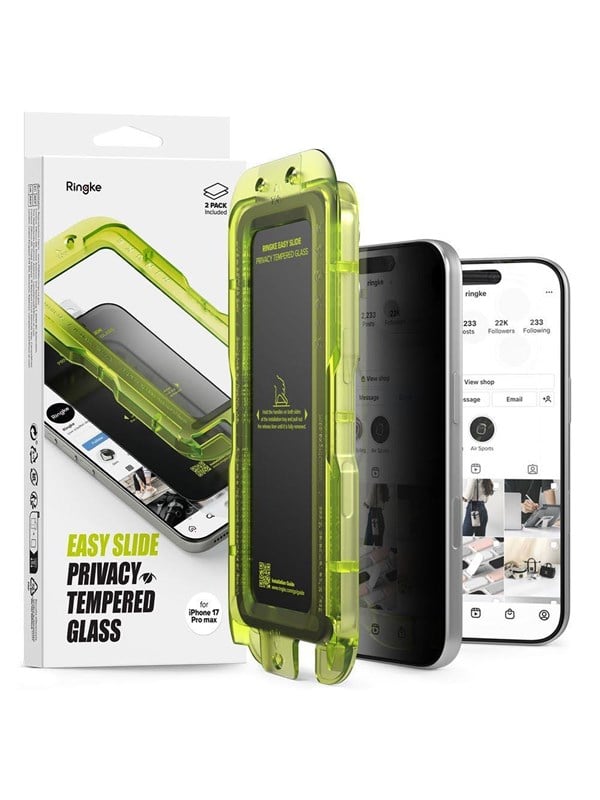 Privacy-Schutzfolie Ringke Easy Slide für Apple iPhone 17 Pro Max, gehärtetes Glas, Full Glue, 2er-Set
