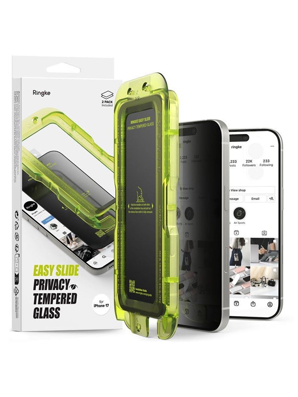Privacy-Schutzfolie Ringke Easy Slide für Apple iPhone 17, gehärtetes Glas, Full Glue, 2er-Set
