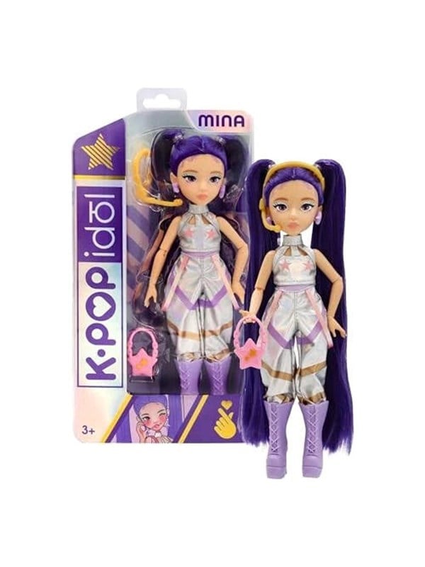 K-POP Idol Puppe Mina Modepuppen K-Pop Starlight-Stil, lila Haare mit Zöpfen. 3 Accessoires zum Kreieren von Outfits Kinder ab 3 Jahren - Bild 3