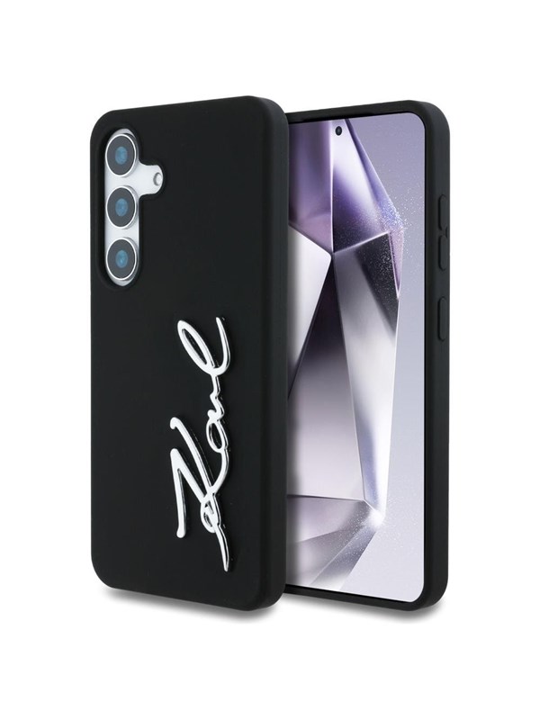 Hülle für Samsung Galaxy S25 S931, Karl Lagerfeld, Silikon mit Metalllogo, Schwarz