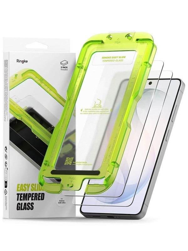 Schutzfolie Ringke Easy Slide für Samsung Galaxy S26 Ultra S948, gehärtetes Glas, Vollkleber, Set mit 2 Stück