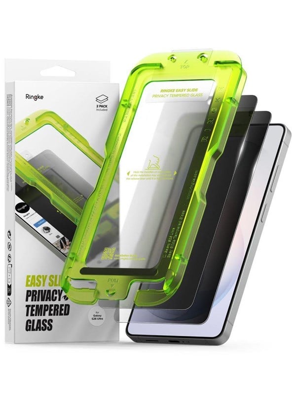 Schutzfolie Ringke Easy Slide für Samsung Galaxy S26 Ultra S948, gehärtetes Glas, Vollkleber, Set mit 2 Stück, Schwarz