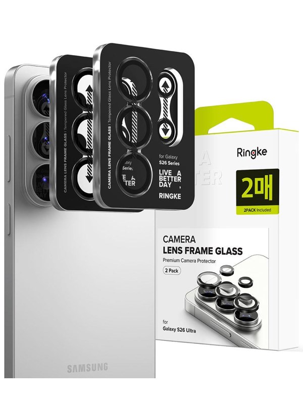 Schutzfolie Ringke Rückkamera für Samsung Galaxy S26 Ultra S948, Gehärtetes Glas, Set 2 Stück, Schwarz