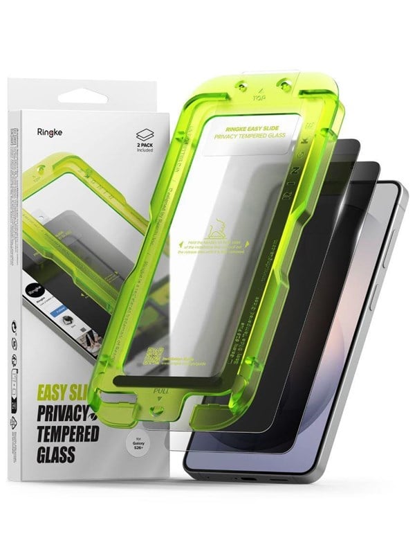 Schutzfolie Ringke Easy Slide für Samsung Galaxy S26 Plus S947, gehärtetes Glas, Vollkleber, Set mit 2 Stück, Schwarz