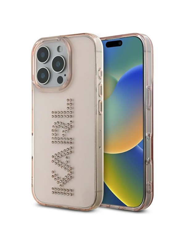 Hülle für Apple iPhone 16 Pro Max, Karl Lagerfeld, IML Rhinestones Pink Logo, Rosa