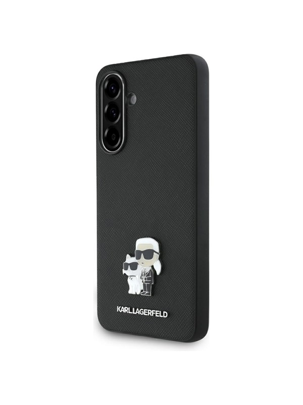 Hülle für Samsung Galaxy A36 A366, Karl Lagerfeld, Saffiano Karl & Choupette Metal, Schwarz
