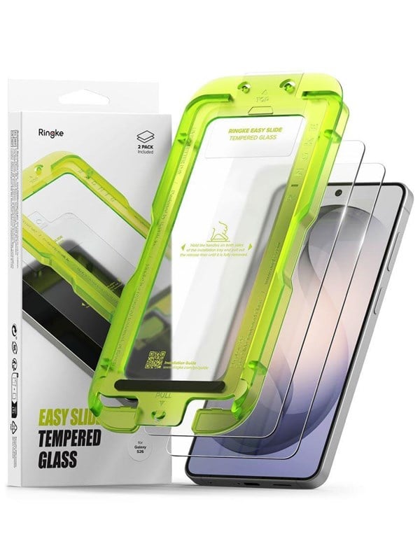 Schutzfolie Ringke Easy Slide für Samsung Galaxy S26 S942, gehärtetes Glas, Vollkleber, Set mit 2 Stück