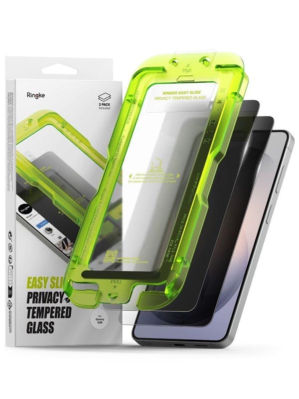 Schutzfolie Ringke Easy Slide für Samsung Galaxy S26 S942, gehärtetes Glas, Vollkleber, Set mit 2 Stück, Schwarz