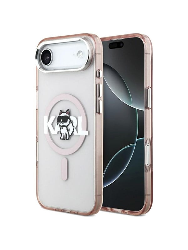 MagSafe Hülle für Apple iPhone 17 Air, Karl Lagerfeld, IML Sketch Logo Choupette, Rosa