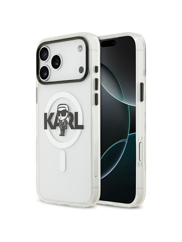 MagSafe Hülle für Apple iPhone 17 Pro Max, Karl Lagerfeld, IML Sketch Logo Karl, Transparent