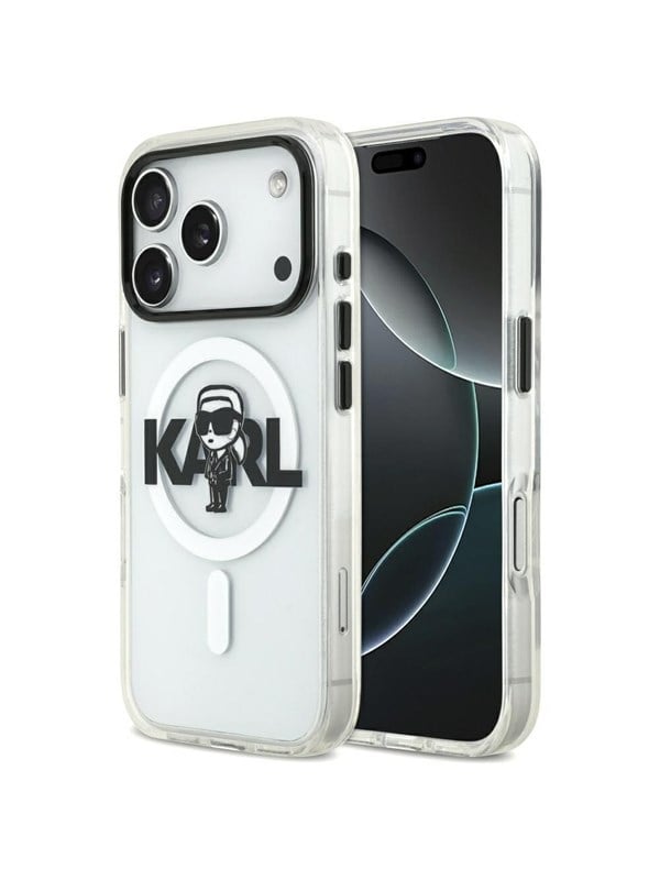 MagSafe Hülle für Apple iPhone 17 Pro, Karl Lagerfeld, IML Sketch Logo Karl, Transparent