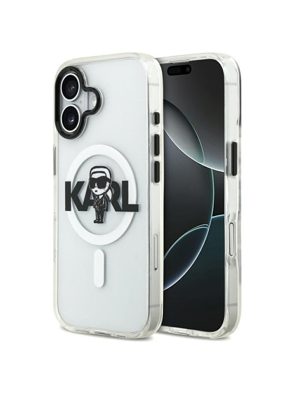 MagSafe Hülle für Apple iPhone 17, Karl Lagerfeld, IML Sketch Logo Karl, Transparent