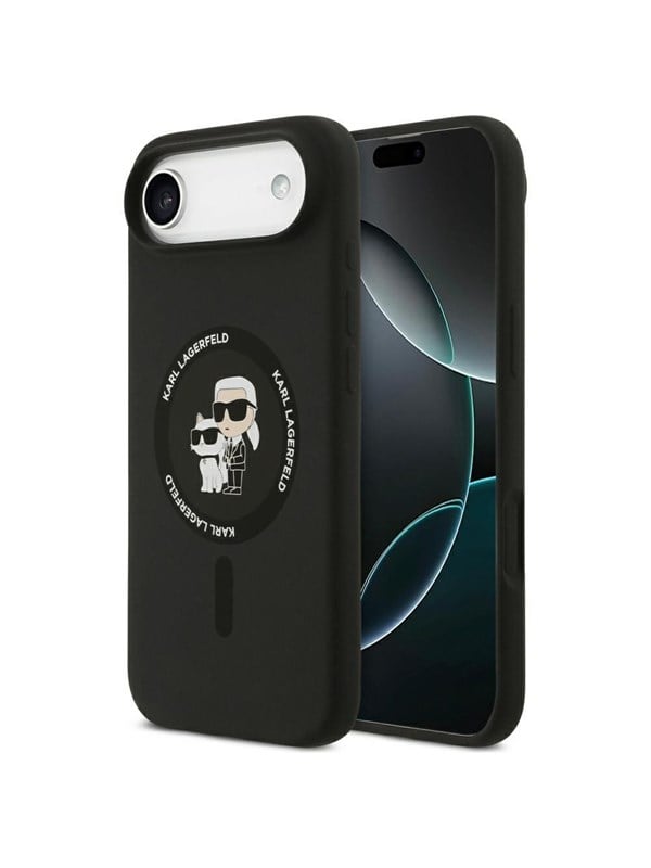 Karl Lagerfeld Silicone KarlChoupette Ring MagSafe Case for iPhone 17 Air - Black