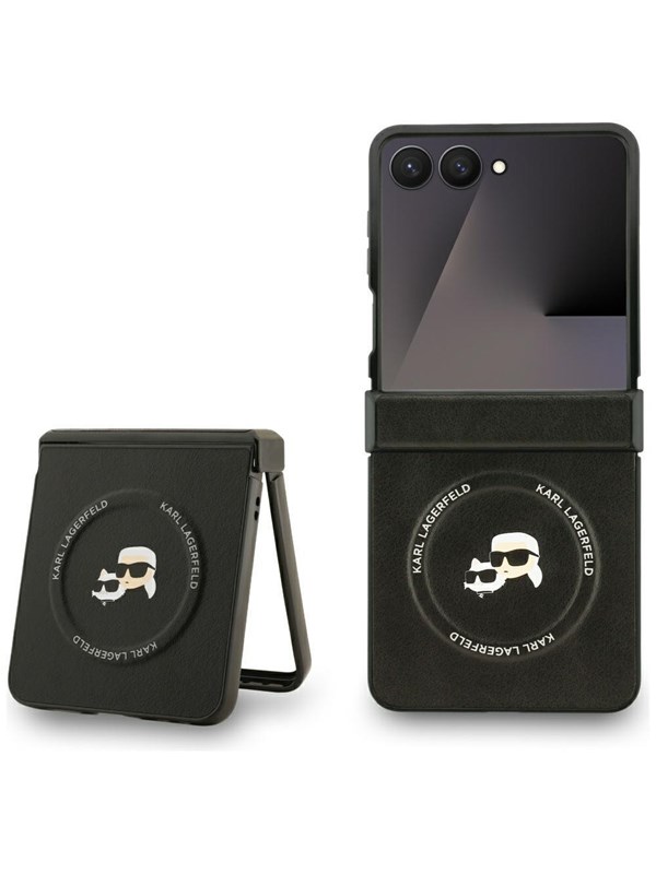 MagSafe Hülle für Samsung Galaxy Z Flip7 F766, Karl Lagerfeld, Karl & Choupette Pins, Schwarz